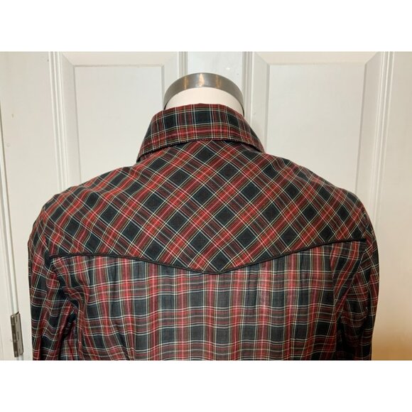 Nili Lotan Red Tartan Plaid Collared Long Sleeve Shirt, Size Small - Picture 7 of 9